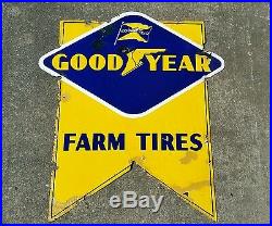 Vintage advertising goodyear farm tires porcelain sign display