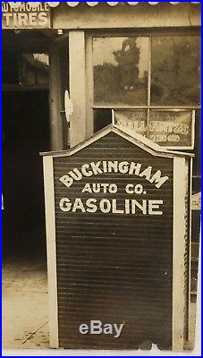 Vintage c1910s Oil Gas Goodyear Tire Signs Auto Garage Photo RPPC Wheeling WV