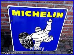 Vintage enamel porcelain sign MICHELIN tires BIBENDUM Rare export version! 1975