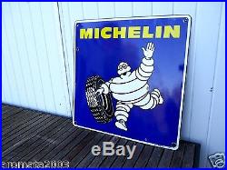 Vintage enamel porcelain sign MICHELIN tires BIBENDUM Rare export version! 1975