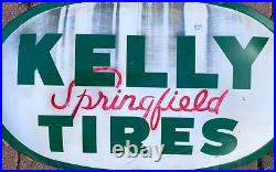 Vintage large Kelly Tires Metal Gasoline Gas Oil Sign 51 by 30 Oval bubble one