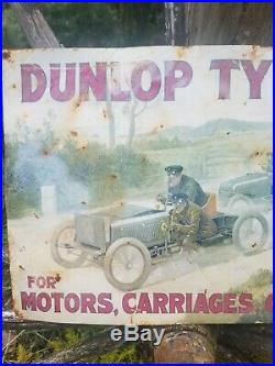 Vintage old dunlop tire sale service display sign advertising gas oil motorcycle