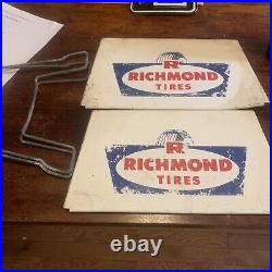 Vintage original Richmond Tire advertising metal signs Tire Display Holder