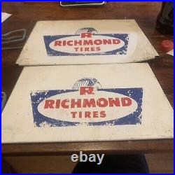 Vintage original Richmond Tire advertising metal signs Tire Display Holder