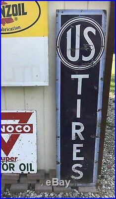 Vintage original porcelain gas oil advertising sign US United States Tires ships