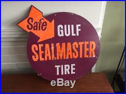 VintageGULF Sealmaster Tire SignGAS STATION METAL INSERT Original 1950-60's