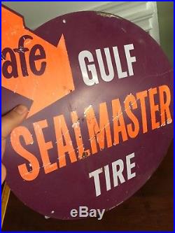 VintageGULF Sealmaster Tire SignGAS STATION METAL INSERT Original 1950-60's