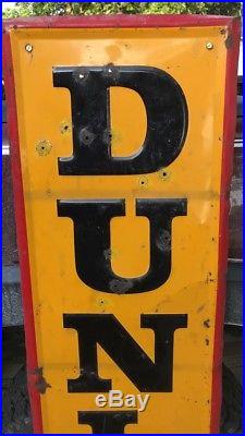 Vtg. 1940s Dunlop Tires Gas & Oil 60 Vertical Advertising Sign