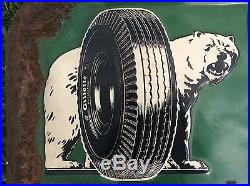 Vtg 1949 Gillette Tires Polar Bear Metal Tin Advertising Sign 73x 18 Rare