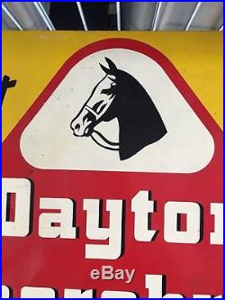Vtg 1950s Original Dayton Thorobred Tires Sign Not Porcelain Gas Station Oil