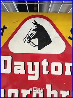 Vtg 1950s Original Dayton Thorobred Tires Sign Not Porcelain Gas Station Oil