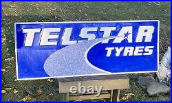 Vtg 1980s 90s Telstar Tyres Advertising Embossed Metal Sign 48 X 18 Tires Sign