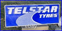 Vtg 1980s 90s Telstar Tyres Advertising Embossed Metal Sign 48 X 18 Tires Sign