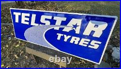 Vtg 1980s 90s Telstar Tyres Advertising Embossed Metal Sign 48 X 18 Tires Sign