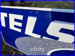 Vtg 1980s 90s Telstar Tyres Advertising Embossed Metal Sign 48 X 18 Tires Sign