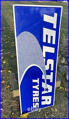 Vtg 1980s 90s Telstar Tyres Advertising Embossed Metal Sign 48 X 18 Tires Sign