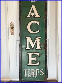 Vtg Antique 1937 Gas Cities Service Oil Tin Metal Not Porcelain sign Acme Tires