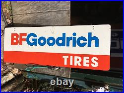 Vtg BF Goodrich Tires Metal Sign 48 x 17 Double Sided Sign Gas Garage Station