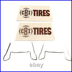 Vtg CBI Tire Stand Display Wire Rack Double Sided Sign Gas Oil Advertising Shop