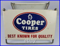 Vtg Cooper Tires Tire Stand Tin Metal Advertising Sign Gas Oil Garage