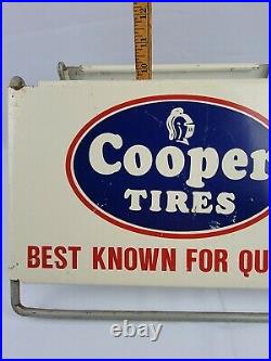 Vtg Cooper Tires Tire Stand Tin Metal Advertising Sign Gas Oil Garage