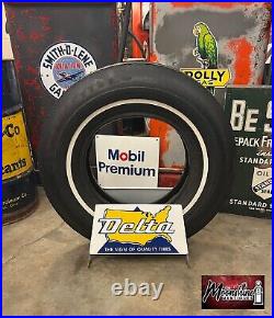 Vtg DELTA Tire Display Stand Rack Sign Gas & Oil