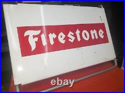 Vtg Firestone Metal Tire Display Stand Gas Oil Station porcelain Sign! #1