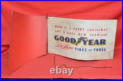 Vtg Goodyear DeLuxe Tires Tubes Sign Xmas Countertop Display 1920-1940 Dealer