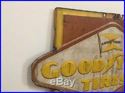 Vtg Goodyear Tire And Battery Sign Old Gas Service Station 30x30 Display