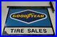 Vtg-Goodyear-Tire-Sales-Dealer-Double-Sided-Metal-Sign-with-Bracket-Paint-Flaking-01-bt