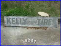 Vtg Kelly Springfield Tires Gas Station Painted Tin Metal Sign Advertising