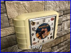 Vtg Michelin Motorcycle Tire-gas Station Oil Advertising Display Wall Clock Sign