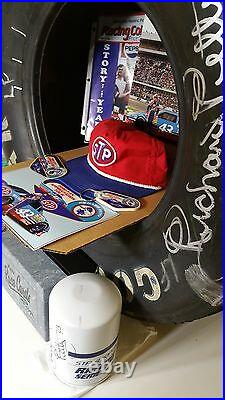 Vtg Nascar Petty 43 Signed Memorabilia Piston Filter Tire Poster Card Hat Kit