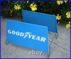 Vtg. Orig. Goodyear Tire Rack Gas Station Display Stand Oil Advertising Tin Sign