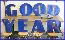 Vtg Original Goodyear Tire Gas Letters Oil Porcelain Enamel Advertising Sign 20