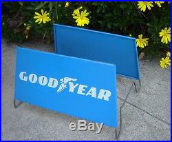 Vtg. Original Goodyear Tire Gas Station Display Stand Oil Advertising Tin Sign
