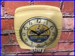 Vtg Telechron Goodyear Tires-old Gas Station Advertising Display Wall Clock Sign