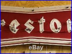 WOW Vintage FIRESTONE Embossed BOWTIE Painted NEON Sign Gas Oil Mancave Tire OLD