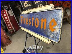 WOW! Vintage ORIGINAL 1947 FIRESTONE TIRE Sign PATINA! 6' OLD Gas Oil WILL SHIP