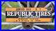 WOW-Vintage-REPUBLIC-TIRES-Jamison-Garage-NY-Embossed-Direction-Sign-Gas-Station-01-wac