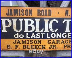 WOW Vintage REPUBLIC TIRES Jamison Garage NY Embossed Direction Sign Gas Station