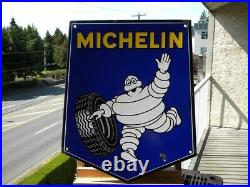 XL Vintage Michelin Porcelain Sign Tires Oil Tyres Bibendum Truck Car Motorcycle