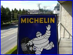 XL Vintage Michelin Porcelain Sign Tires Oil Tyres Bibendum Truck Car Motorcycle