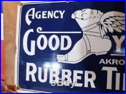 'goodyear'' Large Vintage Gas-oil, Tire 24''x16'' Porcelain Vintage Old Sign